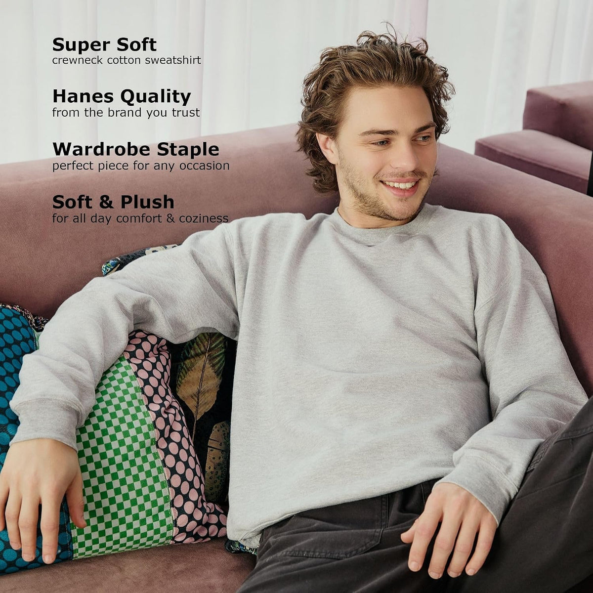 Hanes Men's Sweatshirt, EcoSmart Fleece Crewneck Sweatshirt, Big & Tall Available, 1 or 2-Pack