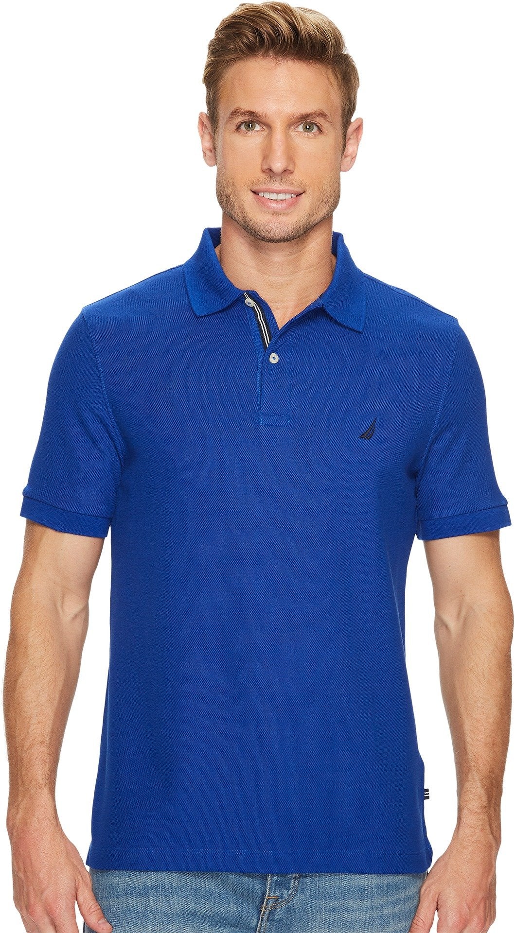 Nautica Men's Classic Short Sleeve Solid Performance Deck Polo Shirt