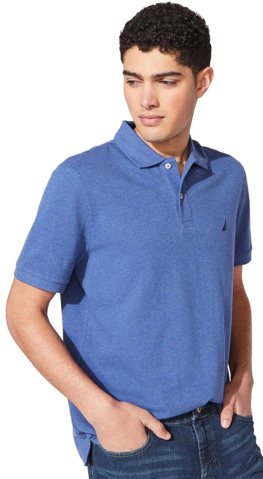Nautica Men's Classic Short Sleeve Solid Performance Deck Polo Shirt