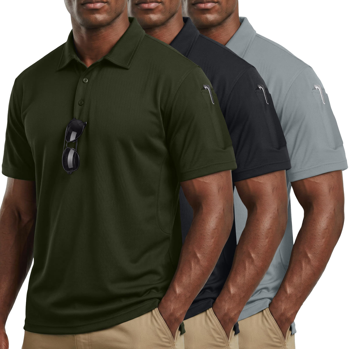 Breathable Pique Jersey Mens Polo Shirt UPF 50+ Quick Dry Performance
