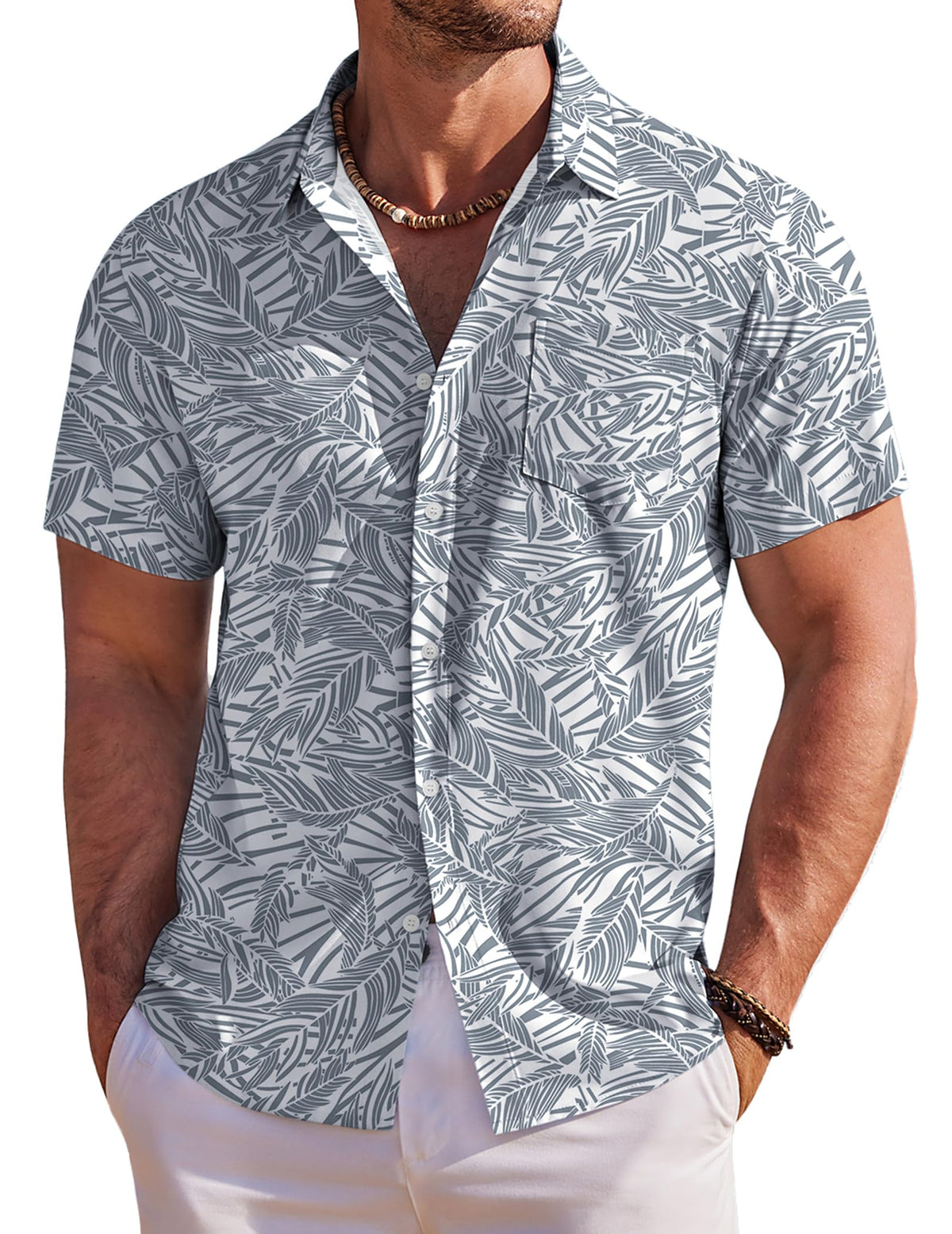 COOFANDY Men's Hawaiian Shirt Short Sleeve Floral Button Down Shirts Tropical Holiday Beach Shirts