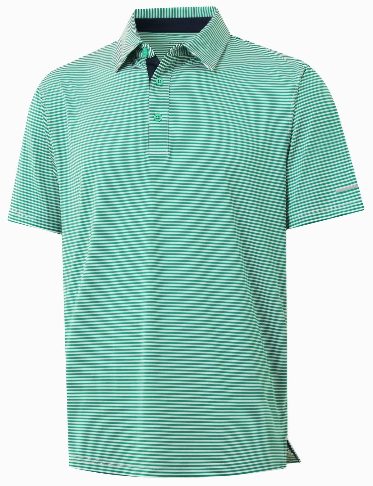 Golf Shirts for Men - Dry Fit Moisture Wicking Short Sleeve Performance Sport Casual Striped Collared Mens Polo Shirt