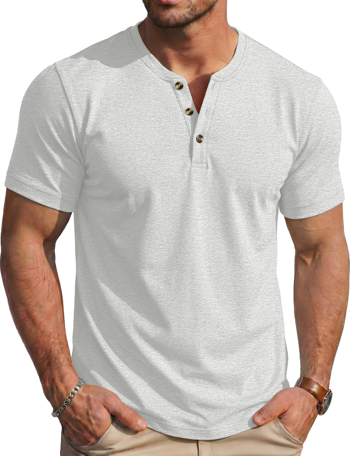 MAGCOMSEN Men's Henley Short Sleeve Shirt Moisture Wicking Lightweight Cotton T-Shirts Casual Summer Basic Tee Shirt