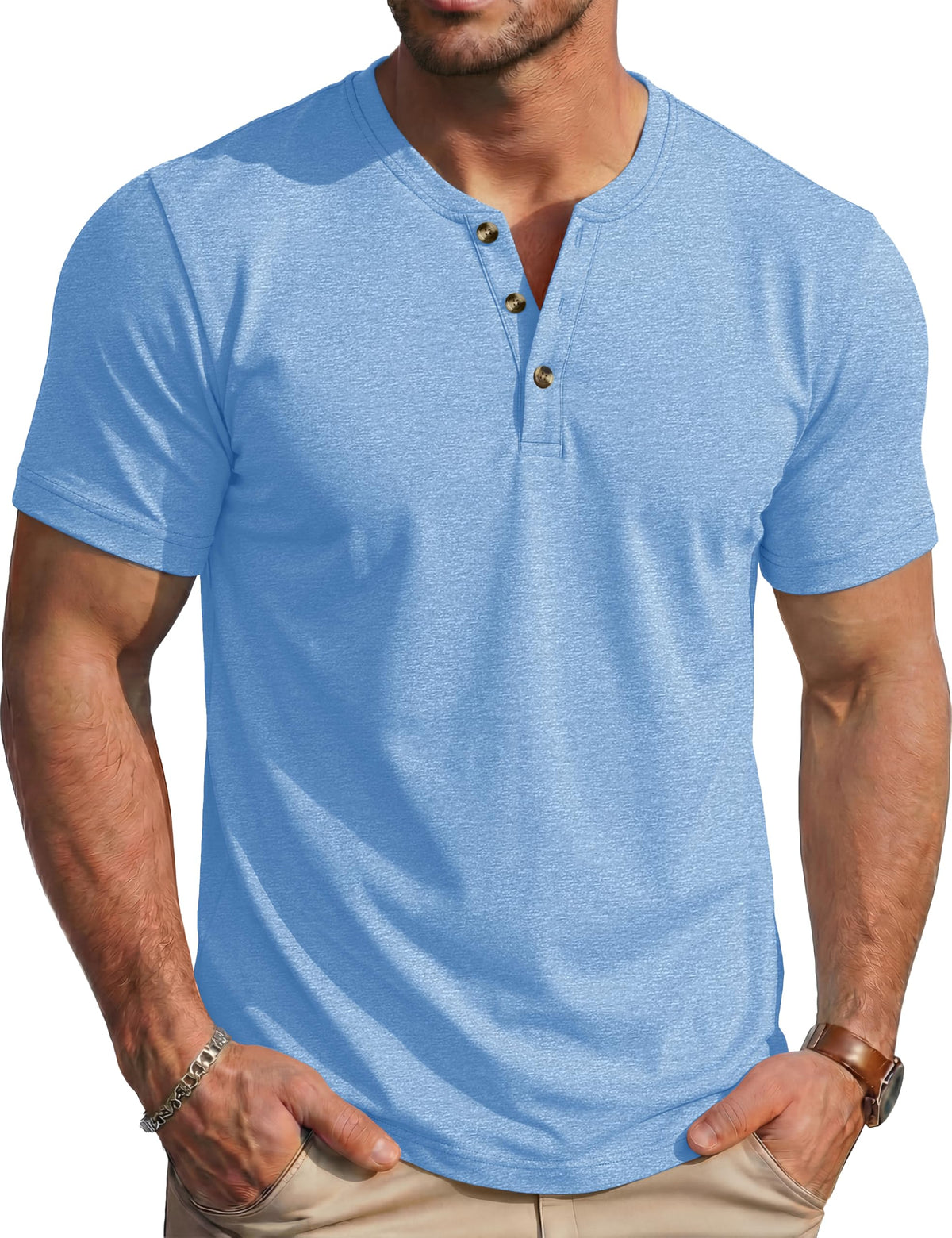 MAGCOMSEN Men's Henley Short Sleeve Shirt Moisture Wicking Lightweight Cotton T-Shirts Casual Summer Basic Tee Shirt