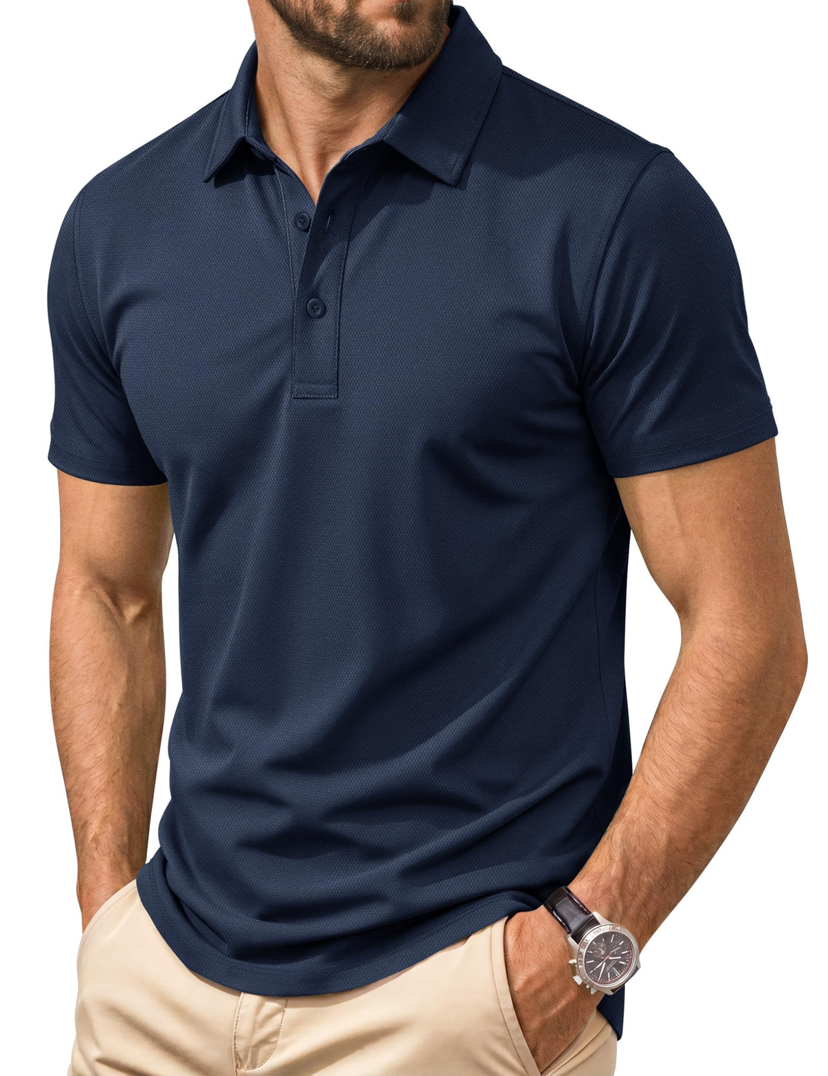 Cotrasen Men's Polo Shirts Short Sleeve Cotton Pique Classic Golf Shirts