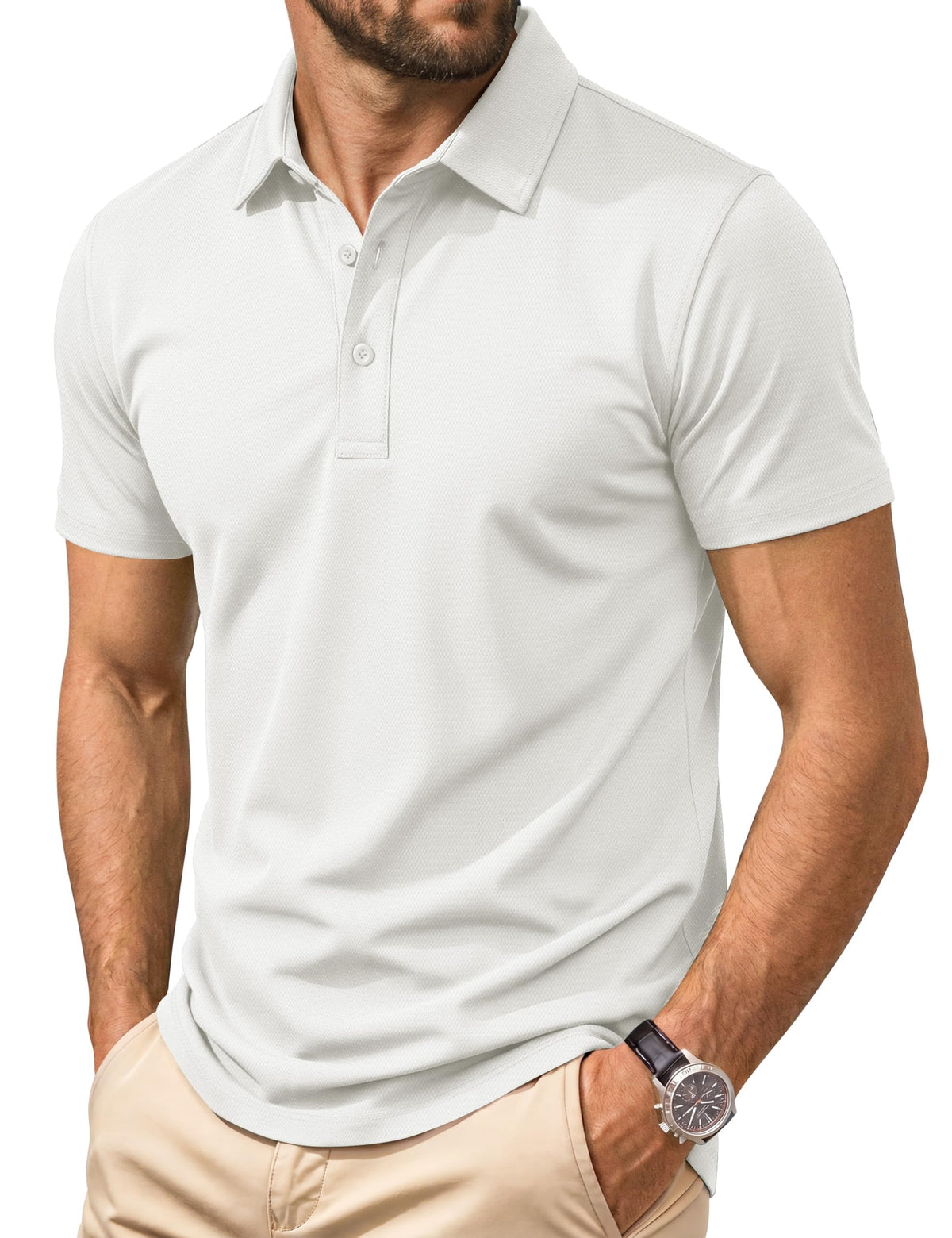 Cotrasen Men's Polo Shirts Short Sleeve Cotton Pique Classic Golf Shirts