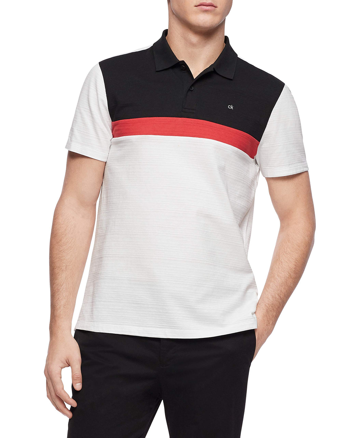 Calvin Klein Men's Liquid Touch Polo Stripe with UV Protection