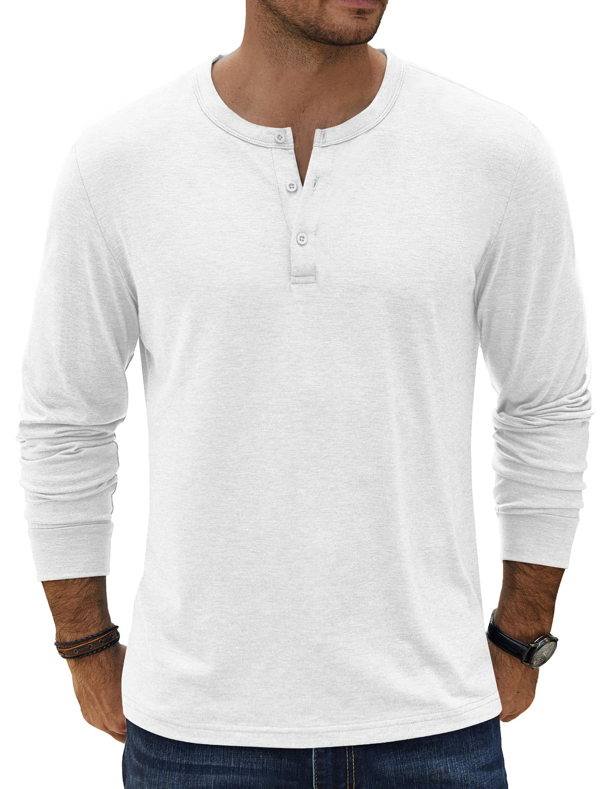 COOFANDY Men's Henley T-Shirt Long Sleeve Casual Lightweight Pullover Shirts Soft Stretch Basic Tees Fall Tops
