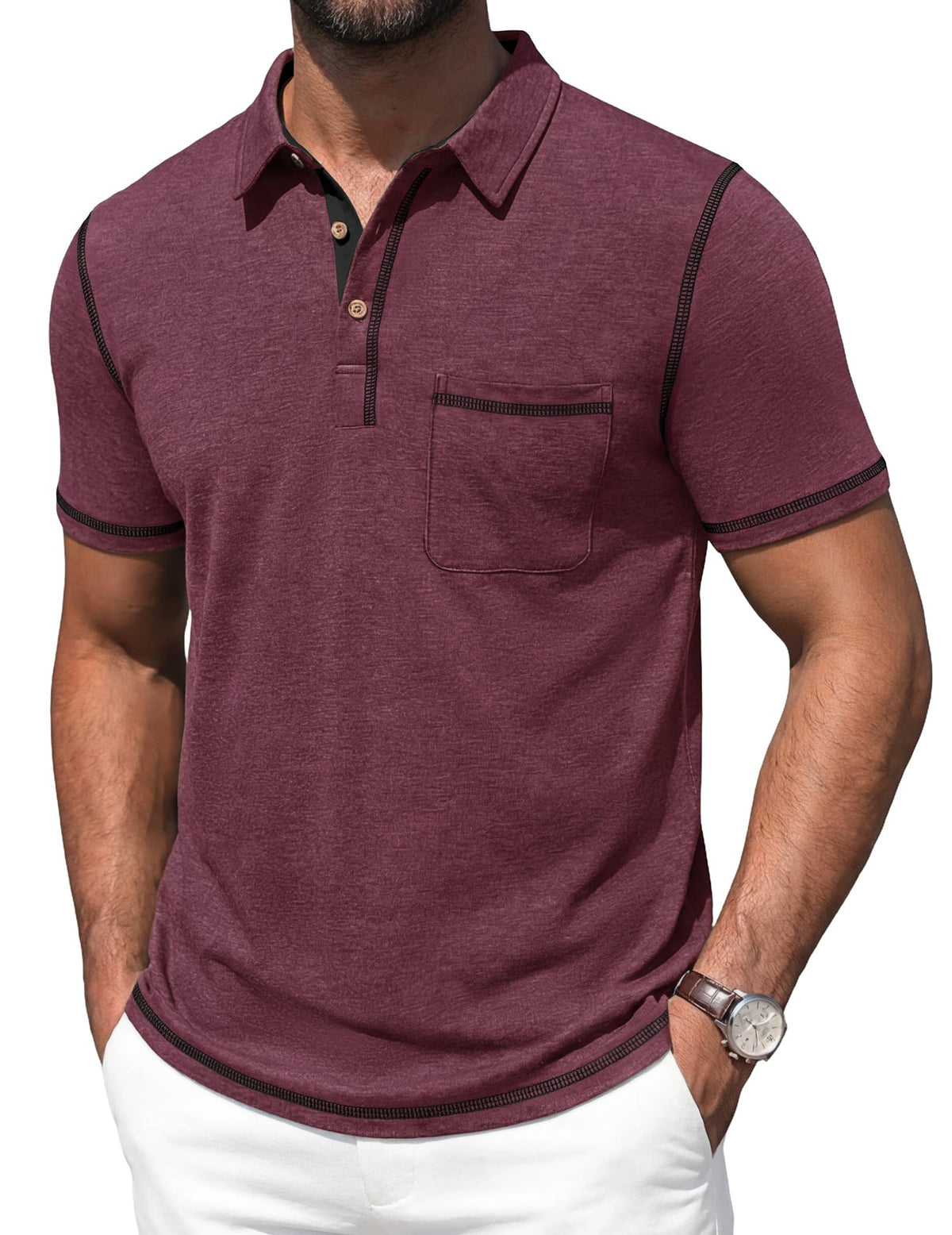 Mens Polo Shirts Short Sleeve Casual Summer Lightweight Cotton Golf Polo Shirts with Pocket