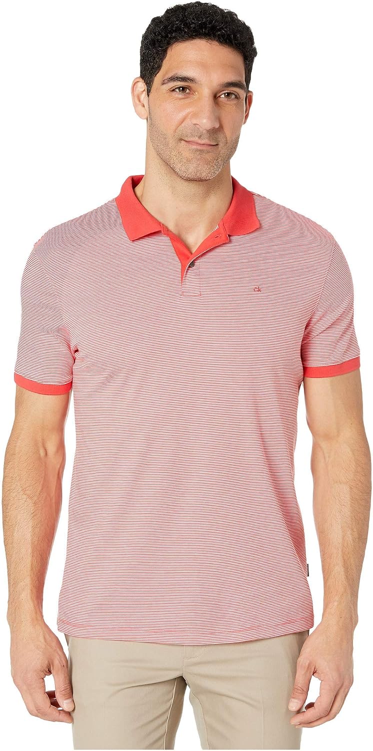 Calvin Klein Men's Liquid Touch Polo Stripe with UV Protection