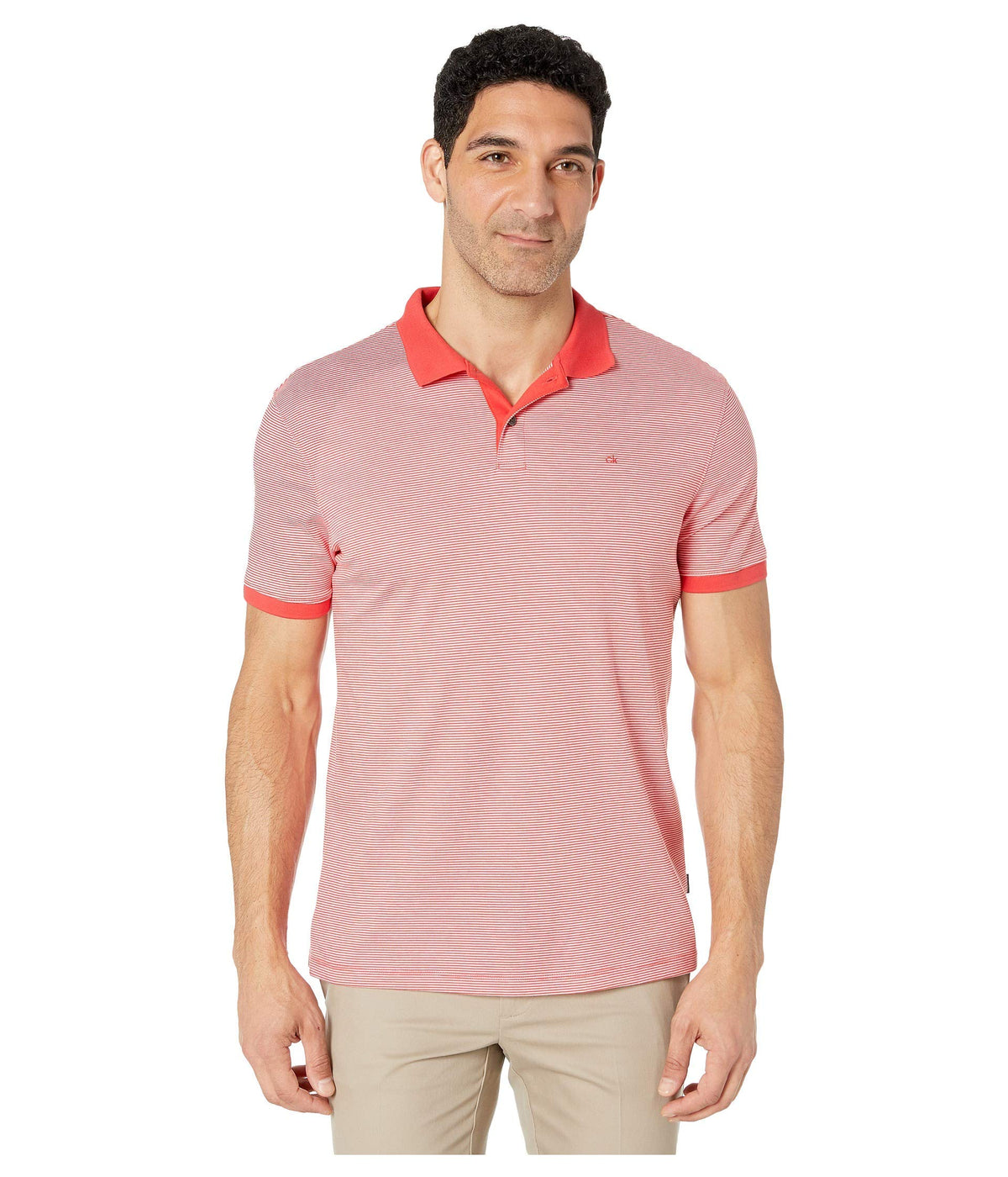 Calvin Klein Men's Liquid Touch Polo Stripe with UV Protection