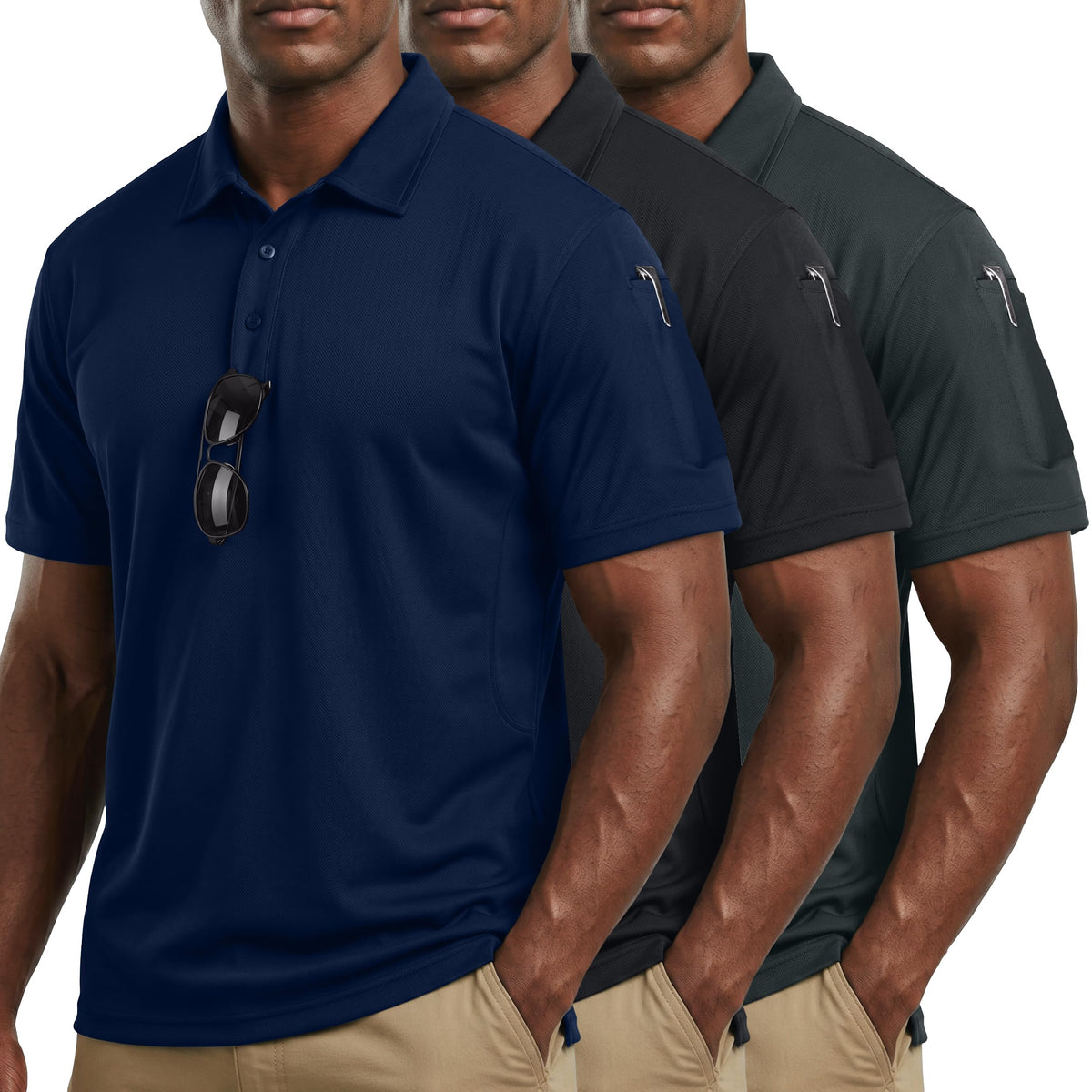 Breathable Pique Jersey Mens Polo Shirt UPF 50+ Quick Dry Performance