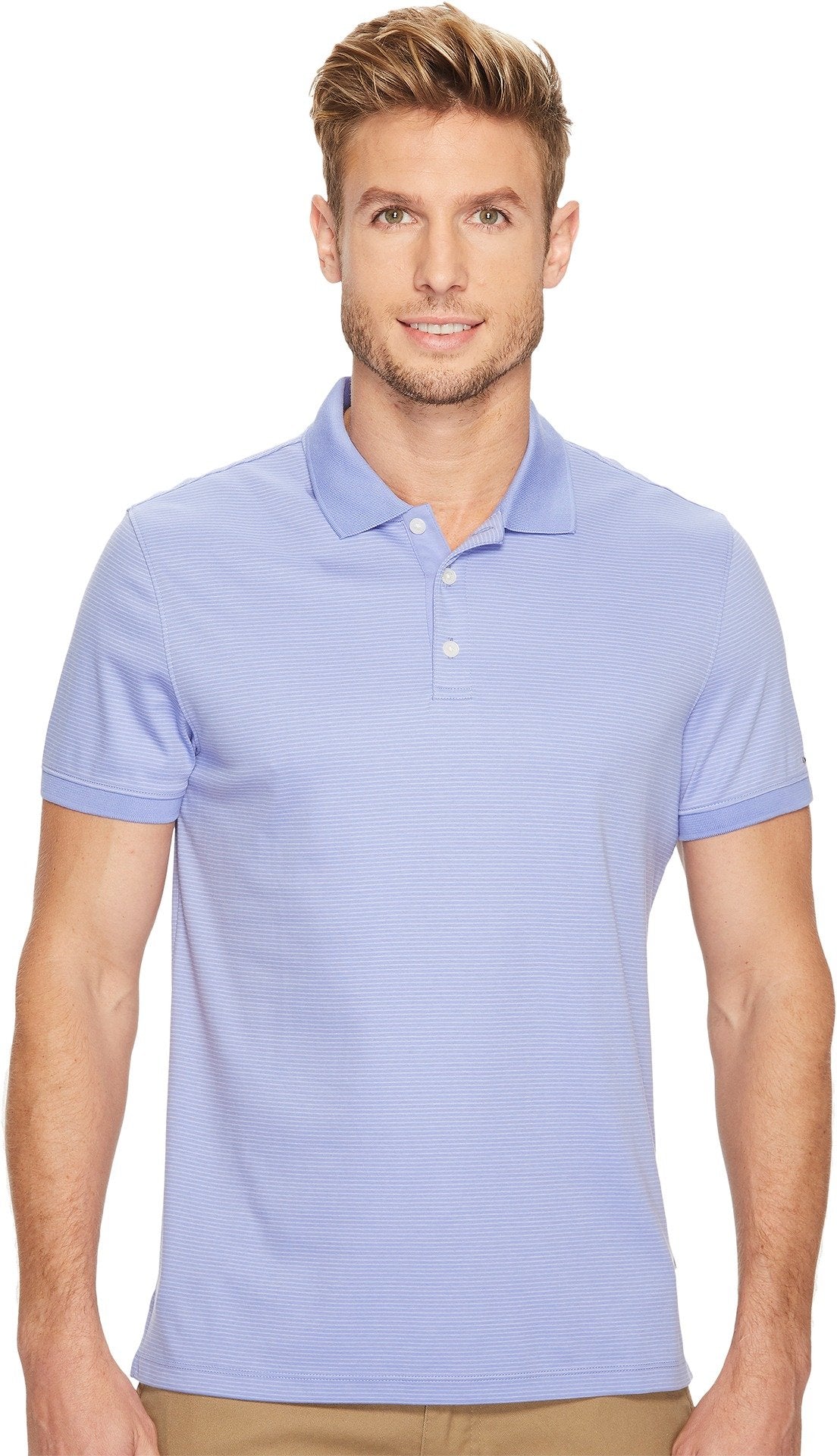 Calvin Klein Men's Liquid Touch Polo Stripe with UV Protection