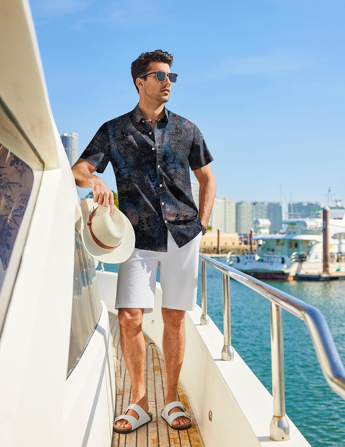 COOFANDY Mens Hawaiian Shirt Short Sleeve Button Down Beach Vacation Shirt Retro Summer Tropical Shirts