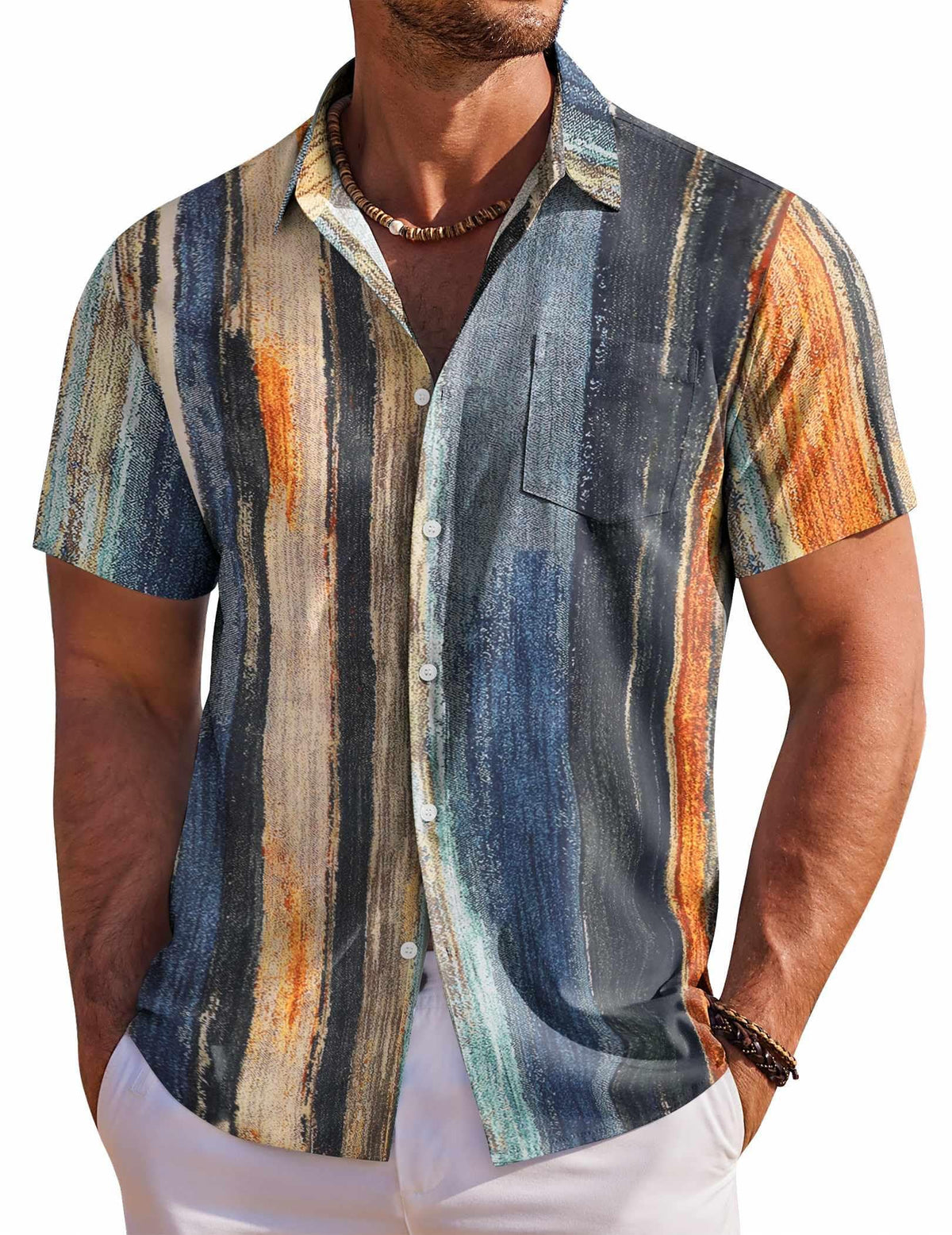 COOFANDY Men's Hawaiian Shirt Short Sleeve Floral Button Down Shirts Tropical Holiday Beach Shirts