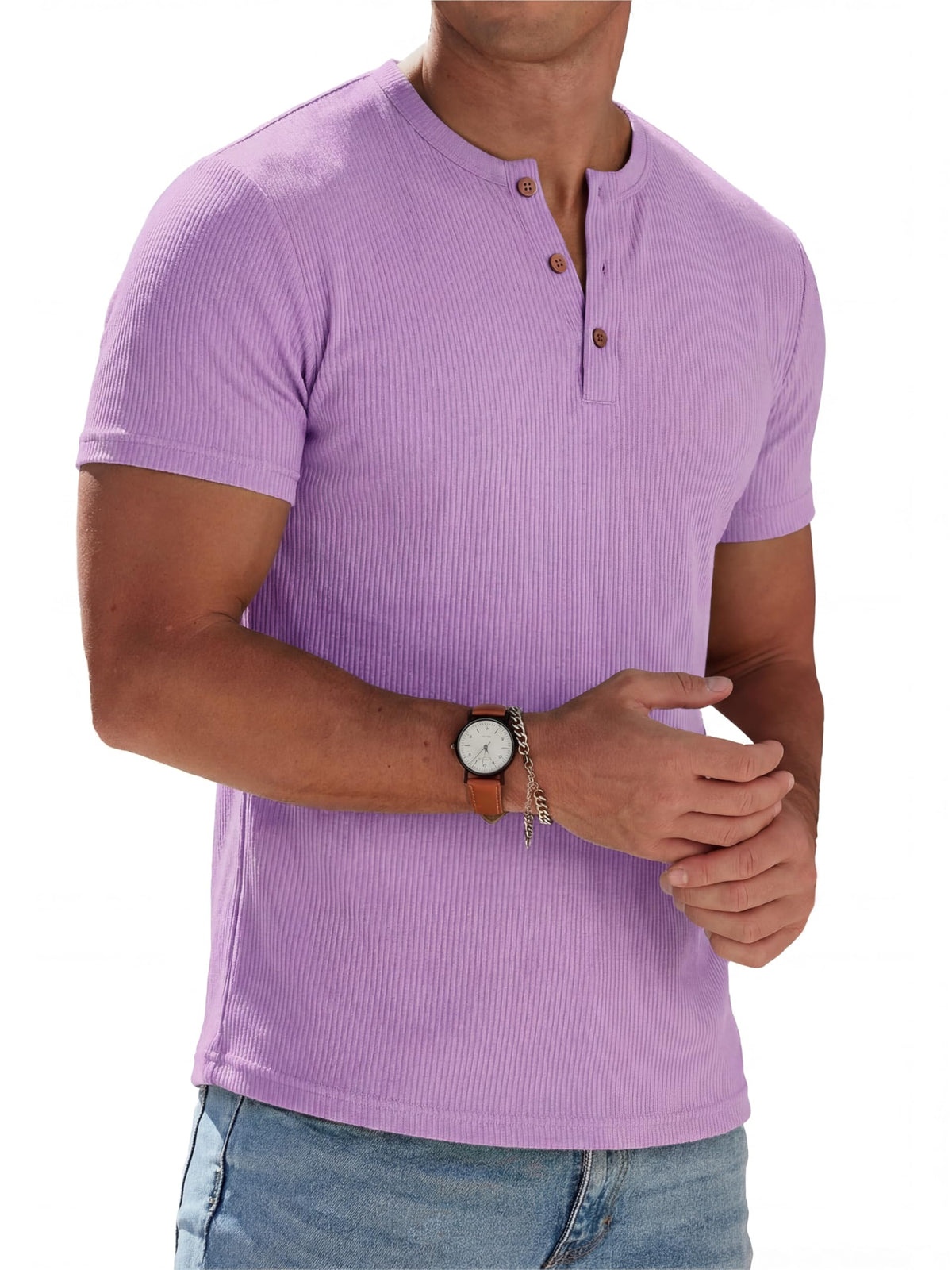 Sailwind Mens Muscle Henley Shirts Lightweight Workout T-Shirt Gym Tee Athletic Short Sleeve with Button