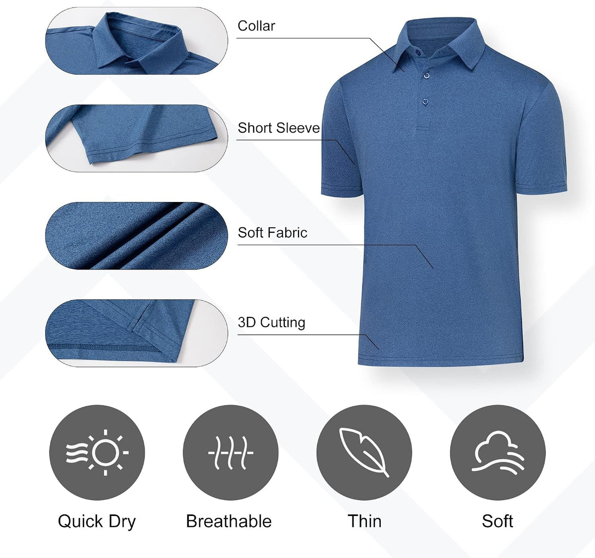 BALENNZ Polo Shirts for Men Short Sleeve Mens Golf Polo Quick Dry