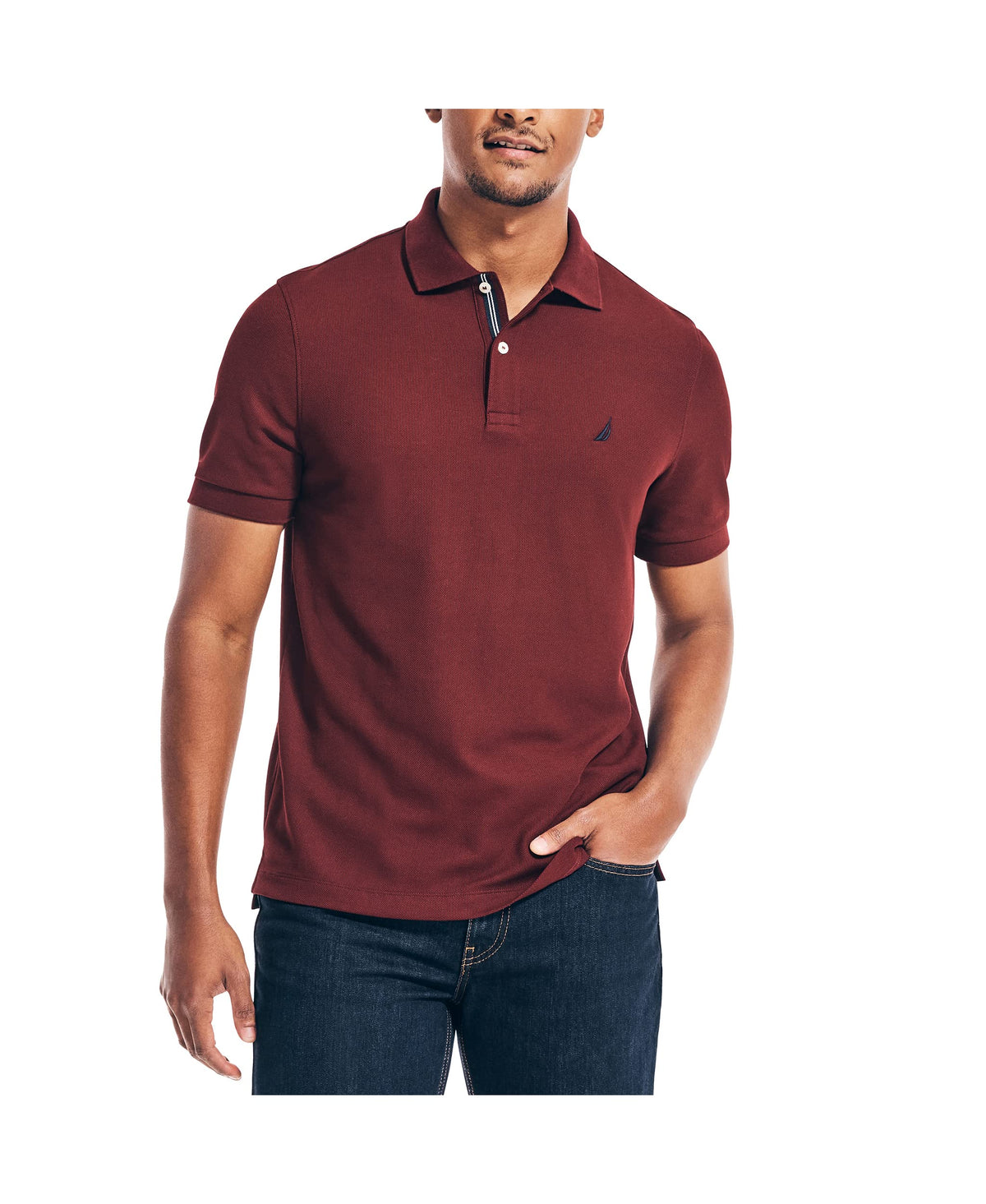 Nautica Men's Classic Short Sleeve Solid Performance Deck Polo Shirt