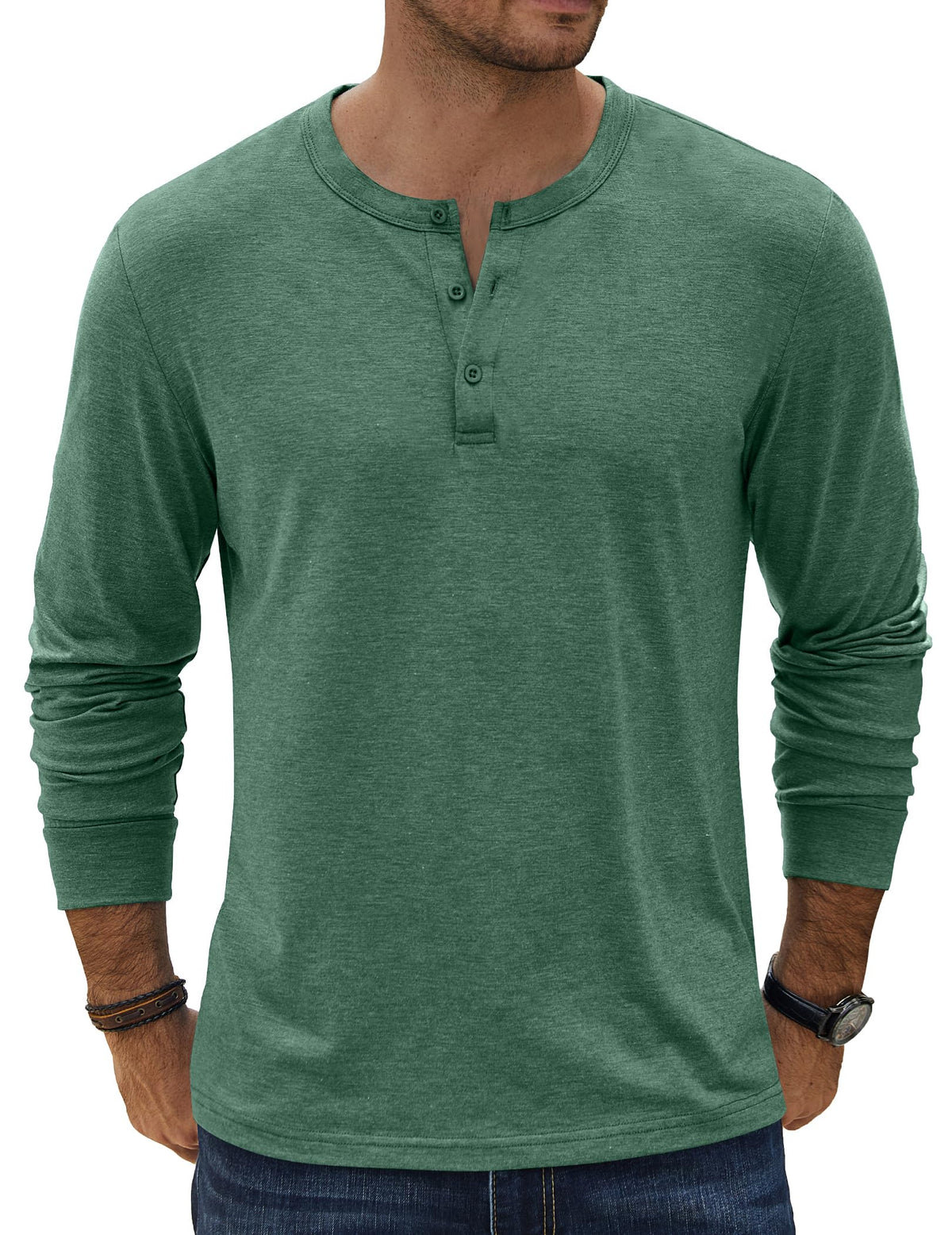 COOFANDY Men's Henley T-Shirt Long Sleeve Casual Lightweight Pullover Shirts Soft Stretch Basic Tees Fall Tops