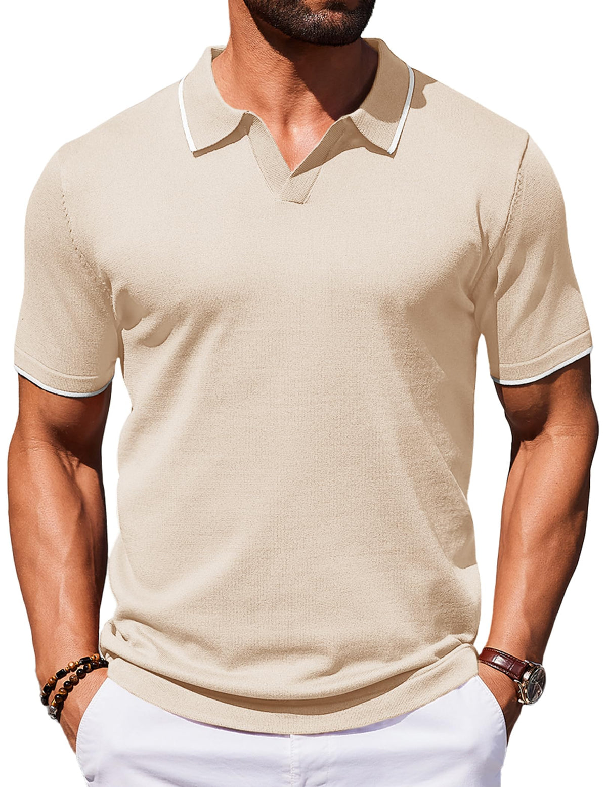COOFANDY Mens Polo Shirts Short Sleeve Casual Knit Polo Shirt Golf T Shirt