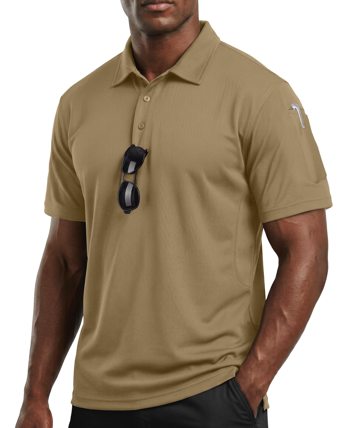 Breathable Pique Jersey Mens Polo Shirt UPF 50+ Quick Dry Performance
