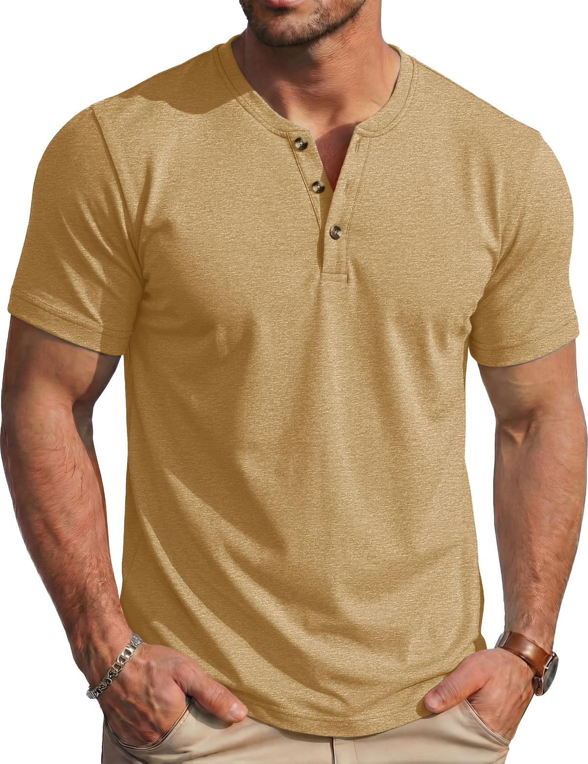 MAGCOMSEN Men's Henley Short Sleeve Shirt Moisture Wicking Lightweight Cotton T-Shirts Casual Summer Basic Tee Shirt