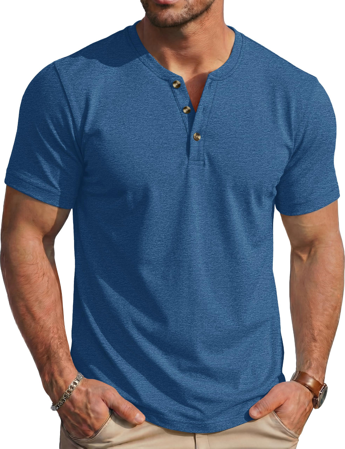 MAGCOMSEN Men's Henley Short Sleeve Shirt Moisture Wicking Lightweight Cotton T-Shirts Casual Summer Basic Tee Shirt