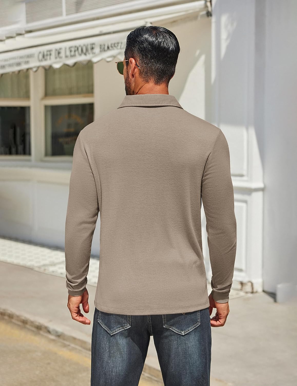 COOFANDY Mens Long Sleeve Polo Shirts Classic Casual Button Polo Tee