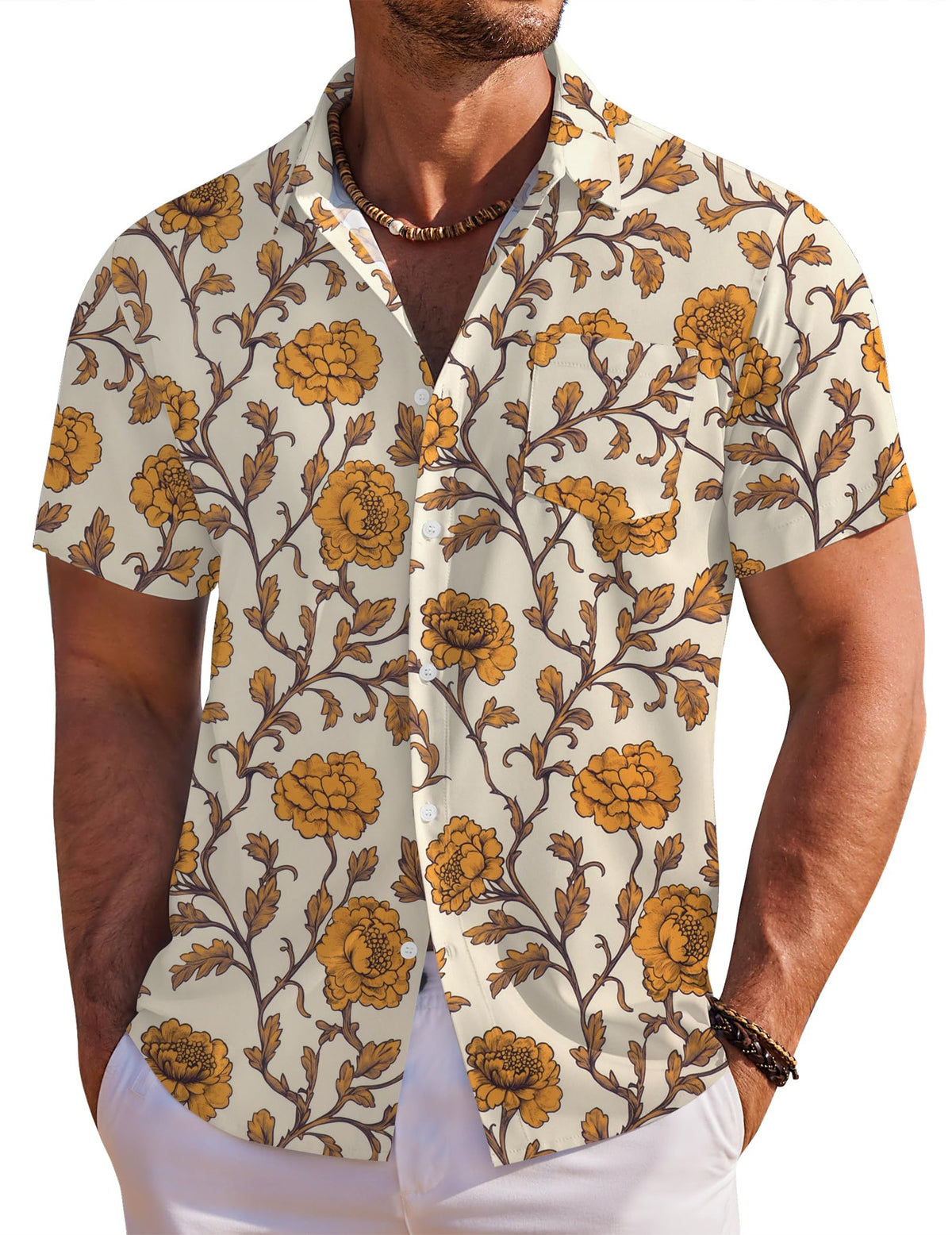 COOFANDY Men's Hawaiian Shirt Short Sleeve Floral Button Down Shirts Tropical Holiday Beach Shirts