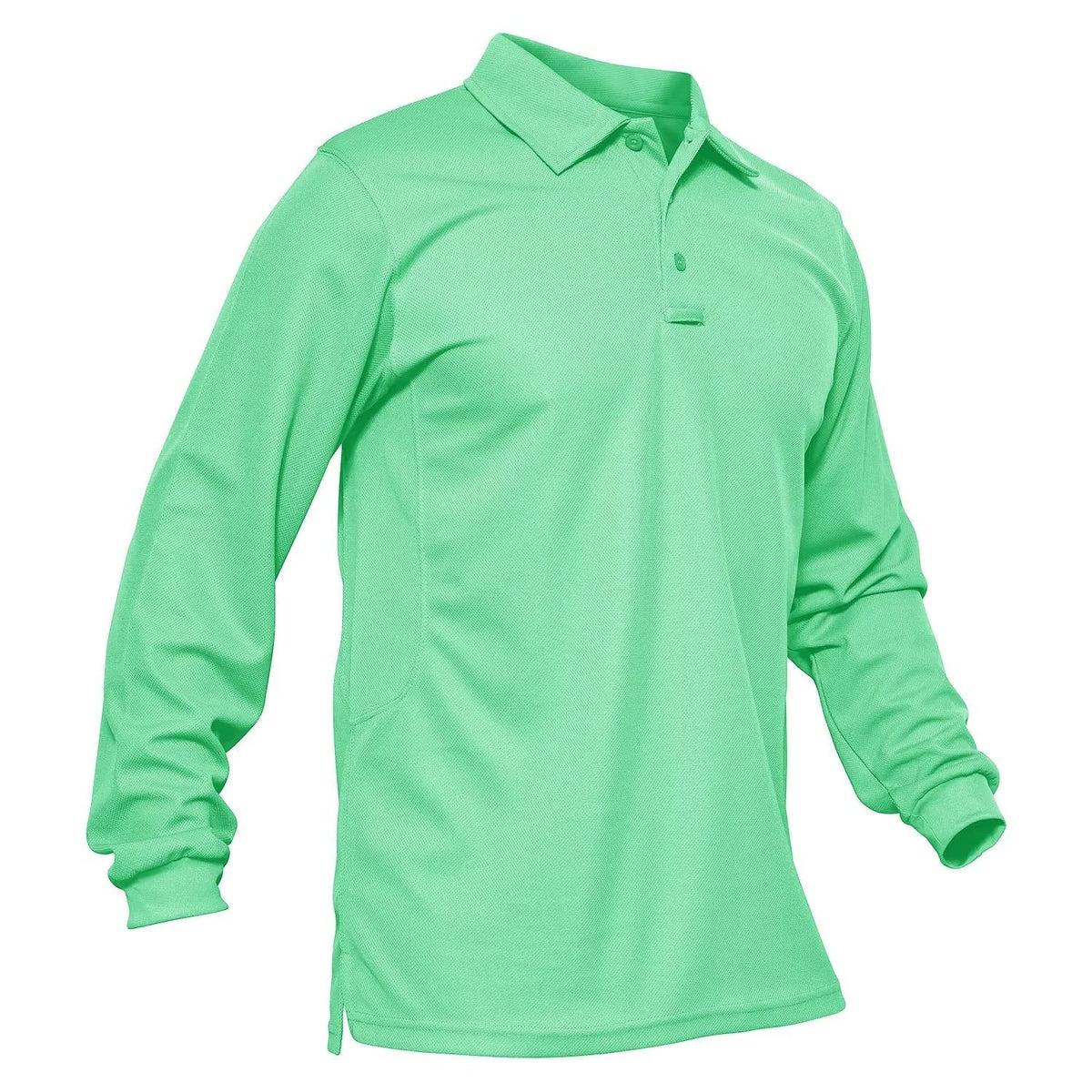 MAGCOMSEN Men's Polo Shirts 3 Button Quick Dry Performance Long Sleeve Tactical Shirts Pique Jersey Golf Shirt
