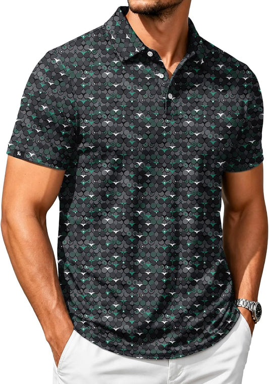 SWISSWELL Men's Moisture Wicking Performance Collared Short Sleeve Golf Shirt