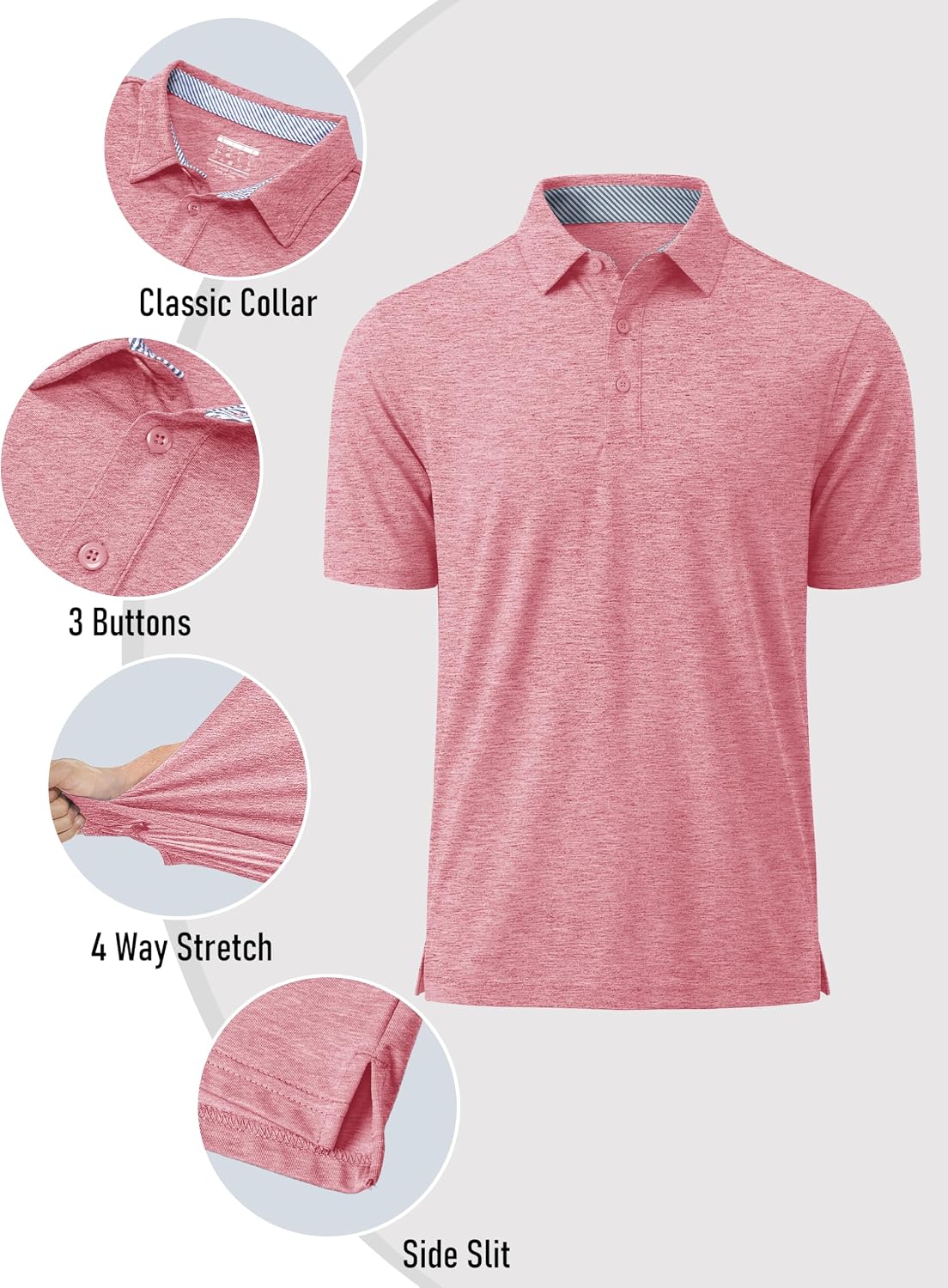 MAGCOMSEN Men's Short Sleeve Polo Golf Shirts 3-Button Moisture Wicking Athletic T-Shirts Casual Collared Shirt
