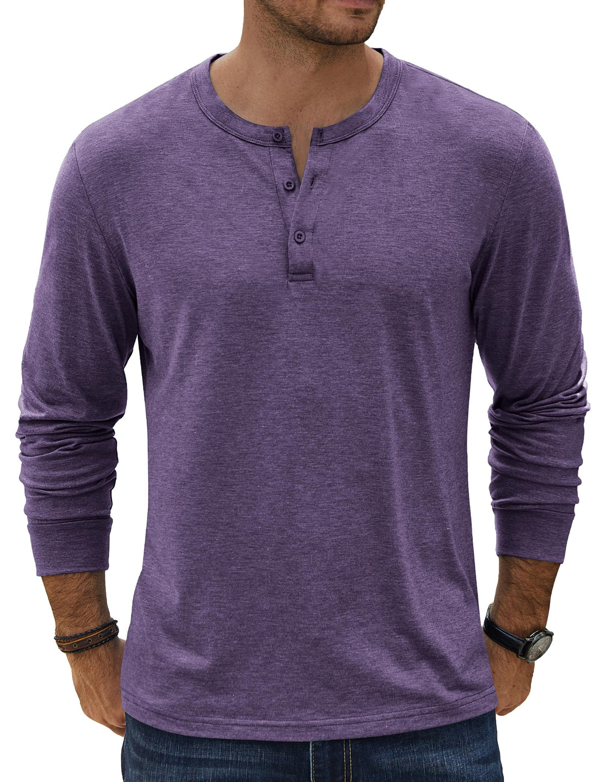 COOFANDY Men's Henley T-Shirt Long Sleeve Casual Lightweight Pullover Shirts Soft Stretch Basic Tees Fall Tops