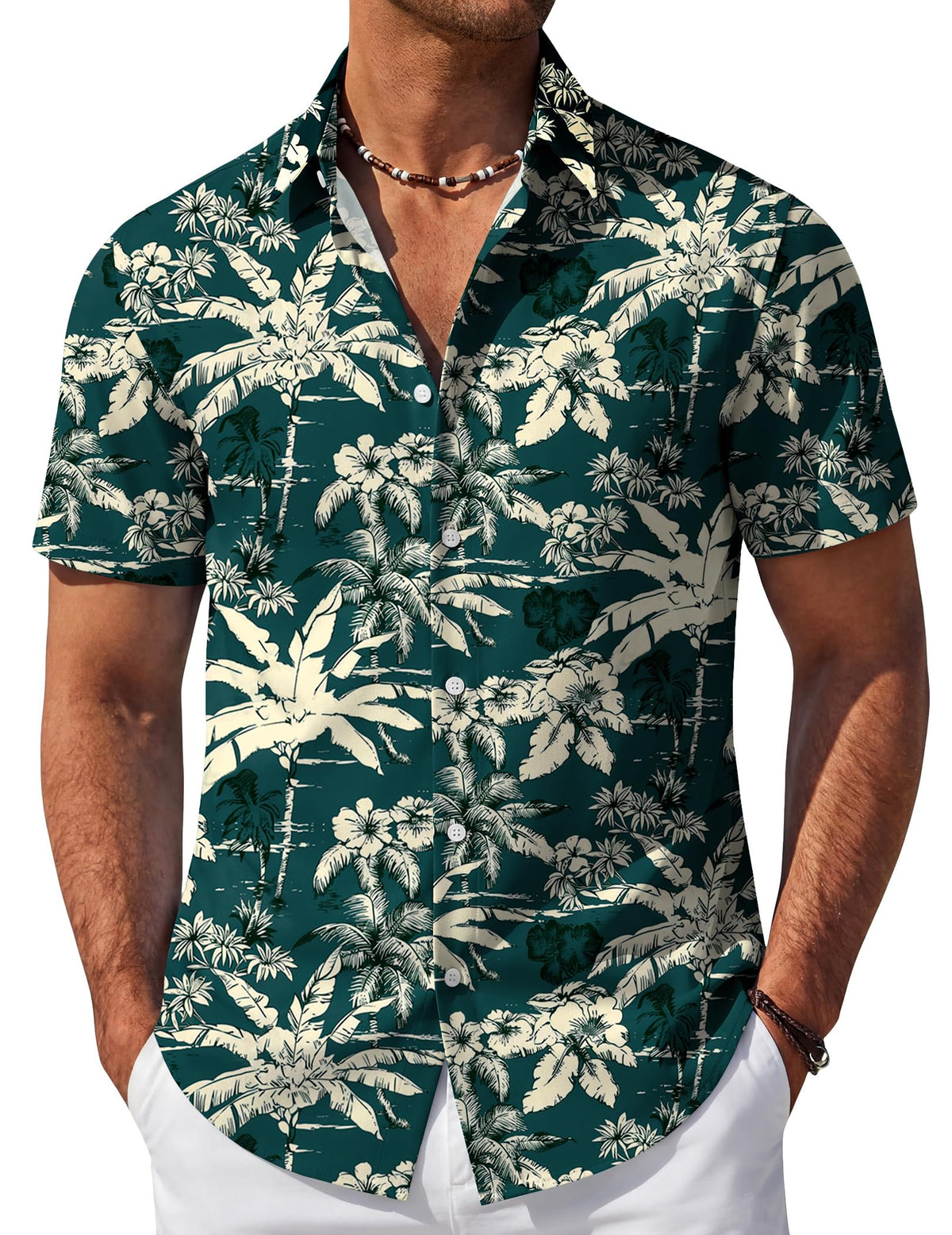 COOFANDY Mens Hawaiian Shirt Short Sleeve Button Down Beach Vacation Shirt Retro Summer Tropical Shirts