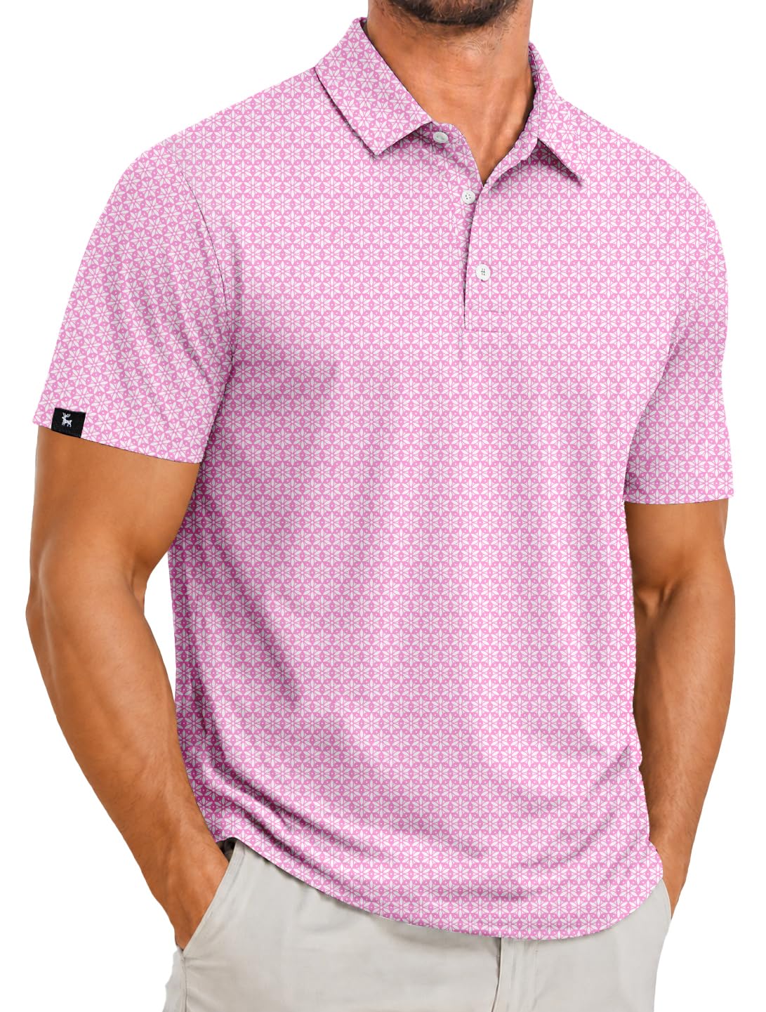 ZITY Men's Golf Polo Shirts Short Sleeve Print Patterns Moisture Wicking