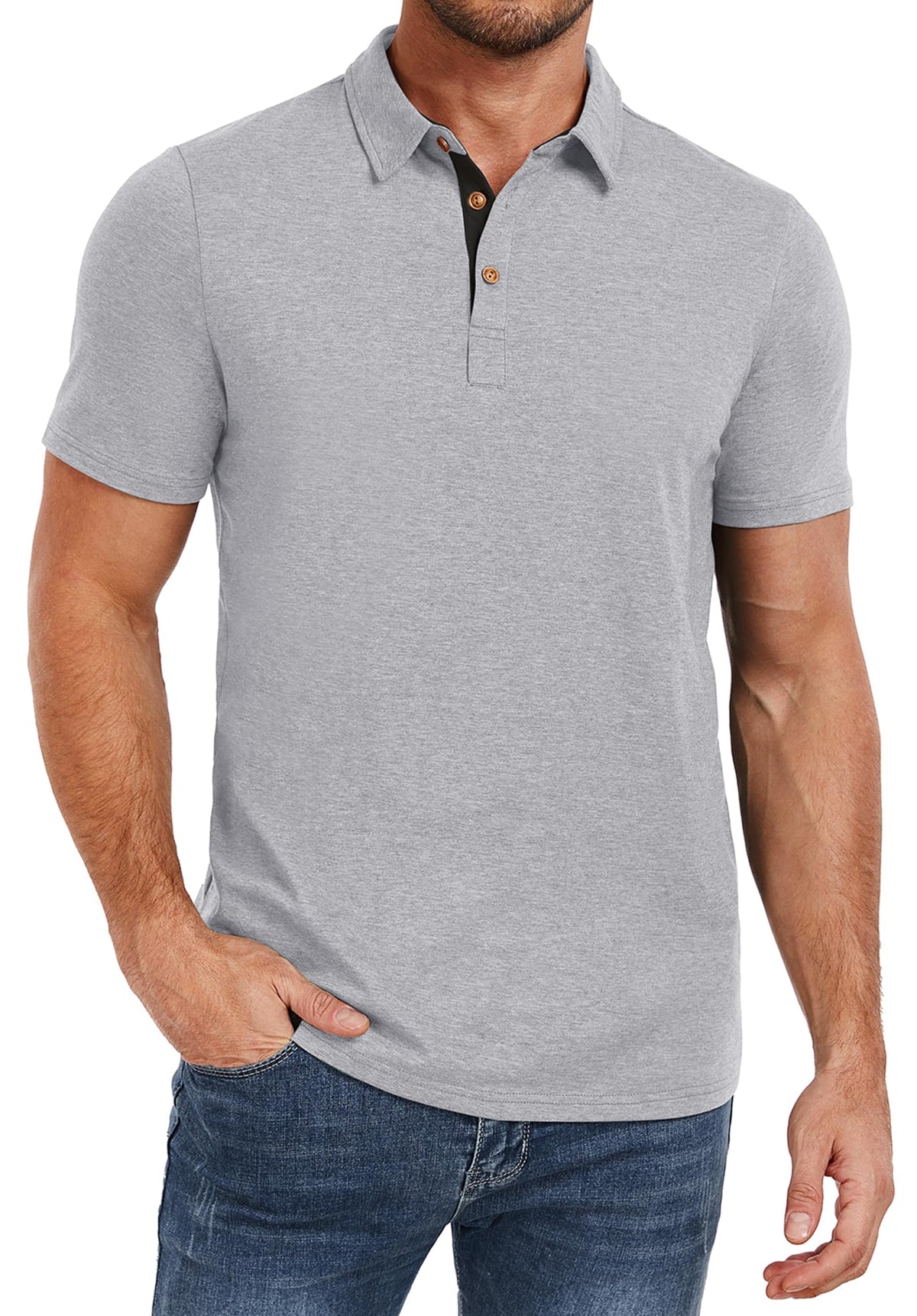 PEGENO Mens Polo Shirts Short Sleeve Casual Cotton Golf Shirts Performance Polo Shirts for Men