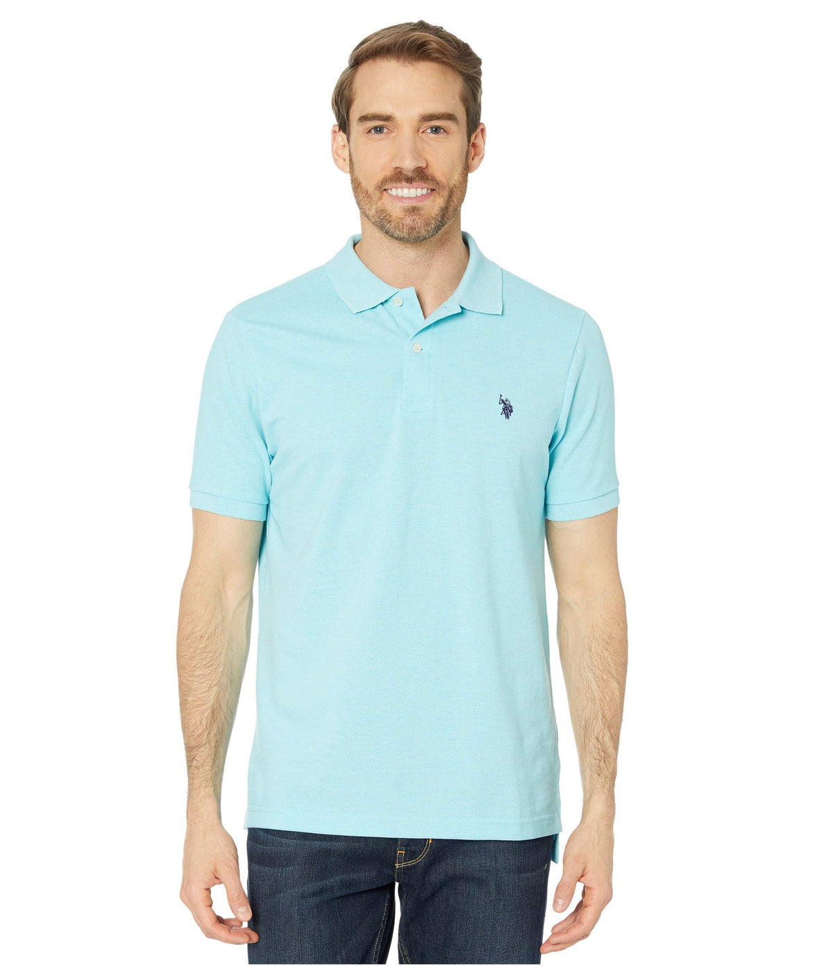 U.S. Polo Assn. Men's Classic Polo Shirt, Two-Button Closure Pique Polo Shirt, Summer Fashion Golf Shirt