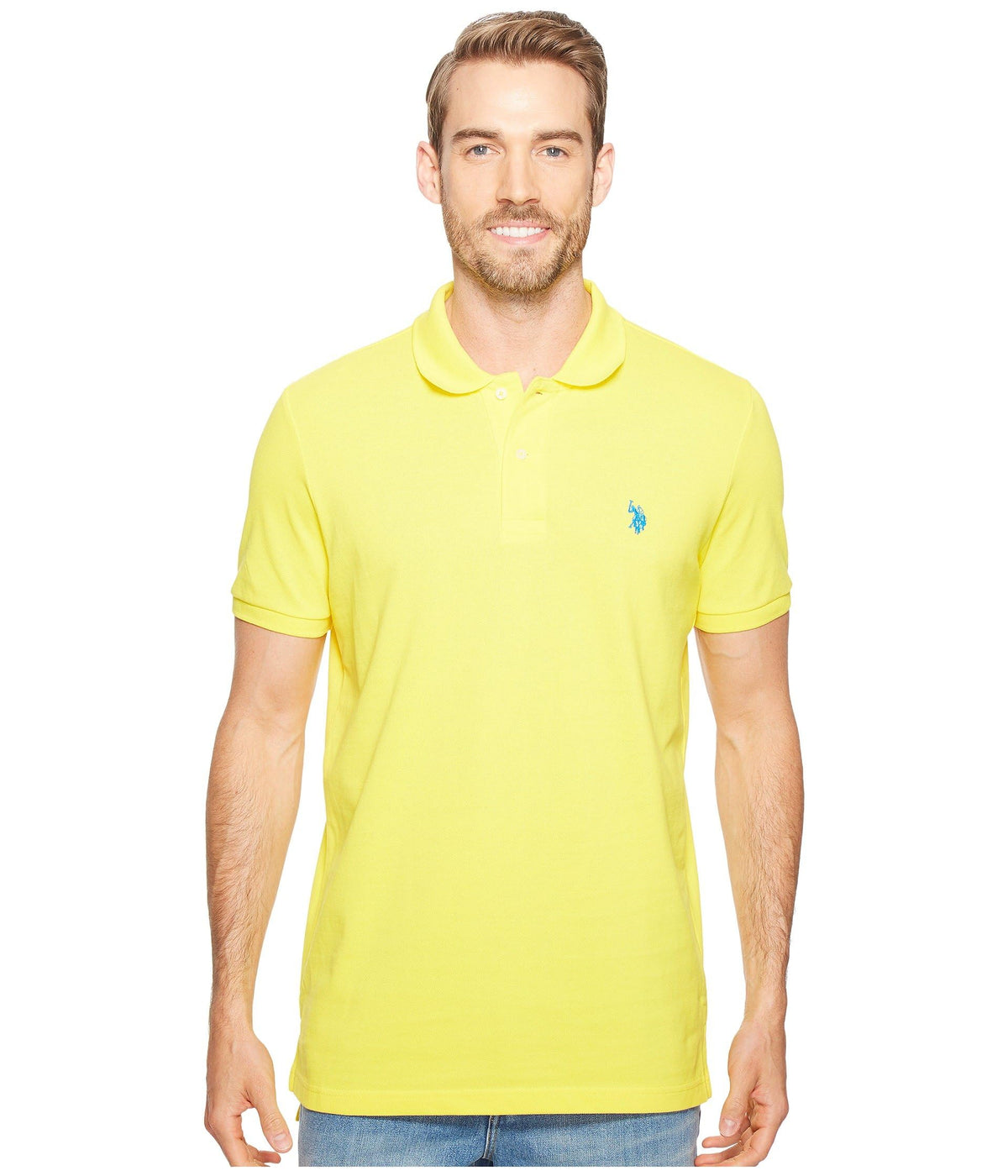 U.S. Polo Assn. Men's Classic Polo Shirt, Two-Button Closure Pique Polo Shirt, Summer Fashion Golf Shirt
