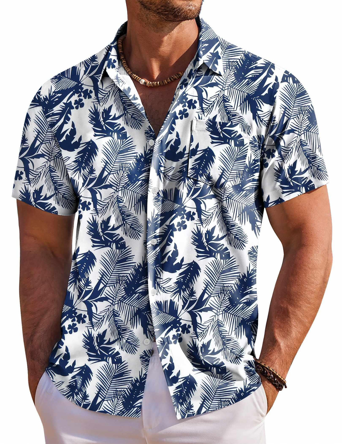 COOFANDY Men's Hawaiian Shirt Short Sleeve Floral Button Down Shirts Tropical Holiday Beach Shirts