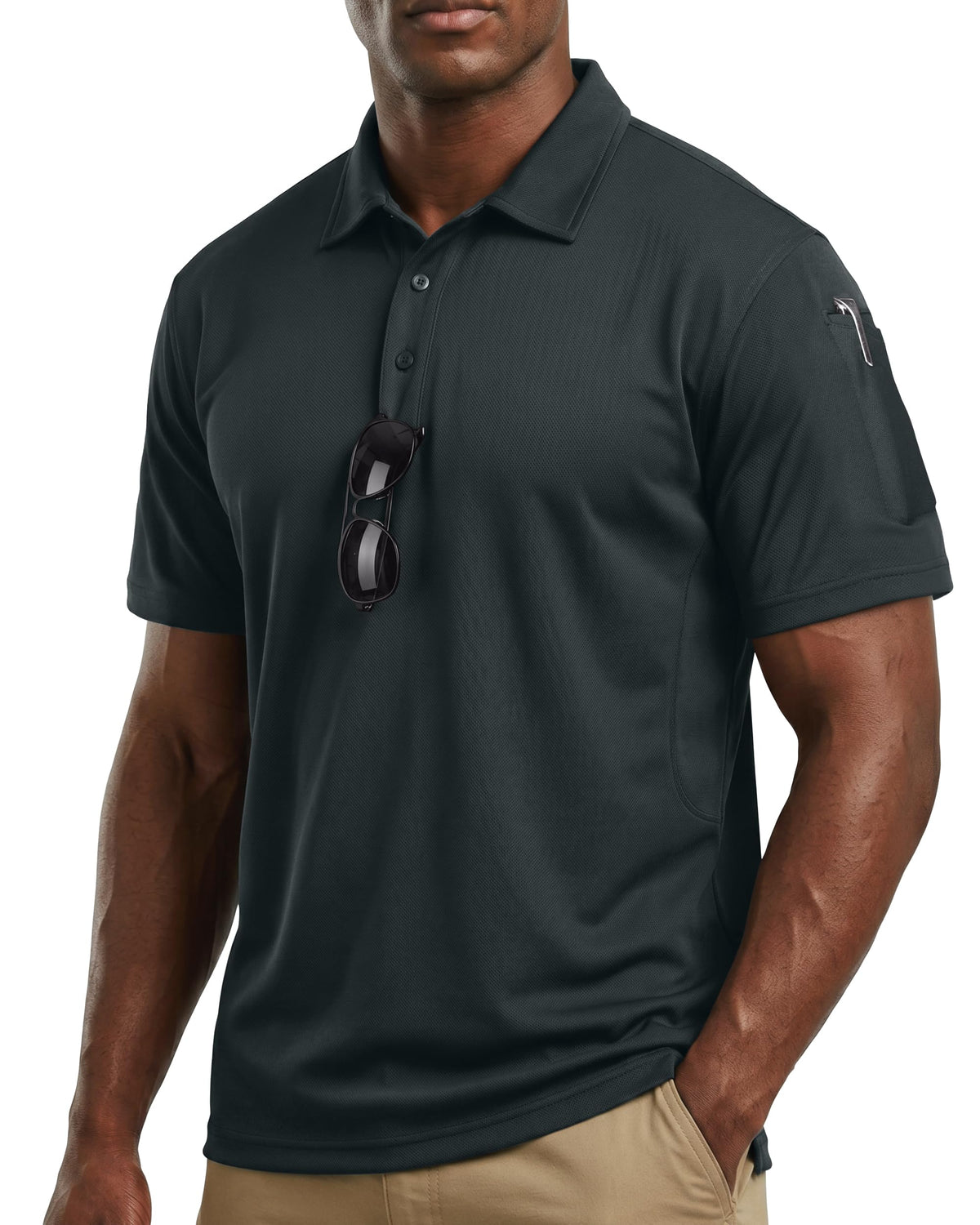 Breathable Pique Jersey Mens Polo Shirt UPF 50+ Quick Dry Performance