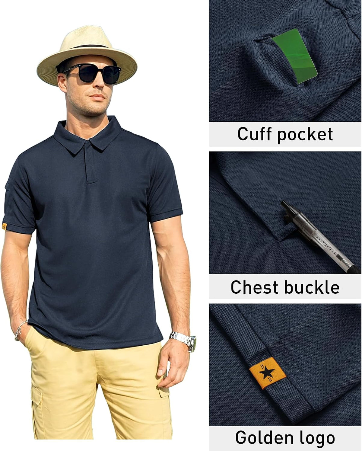 ZITY Mens Polo Shirt Short Sleeve Moisture Wicking Athletic Golf Polos
