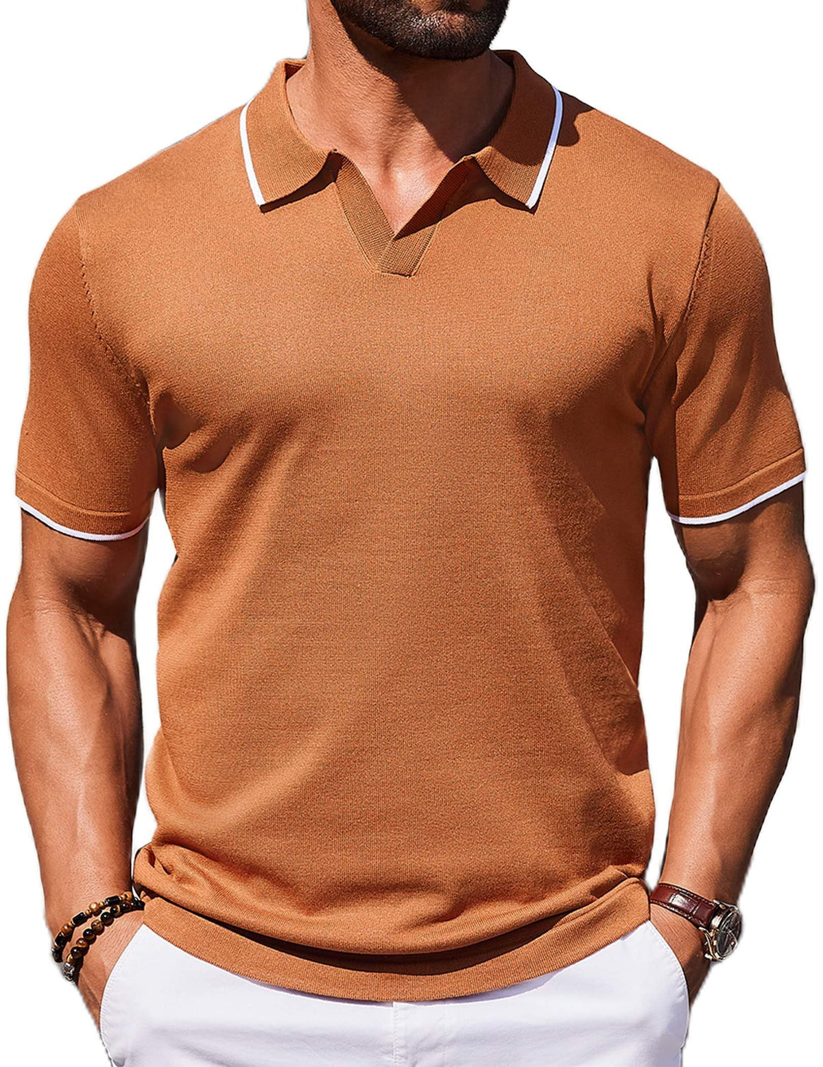 COOFANDY Mens Polo Shirts Short Sleeve Casual Knit Polo Shirt Golf T Shirt