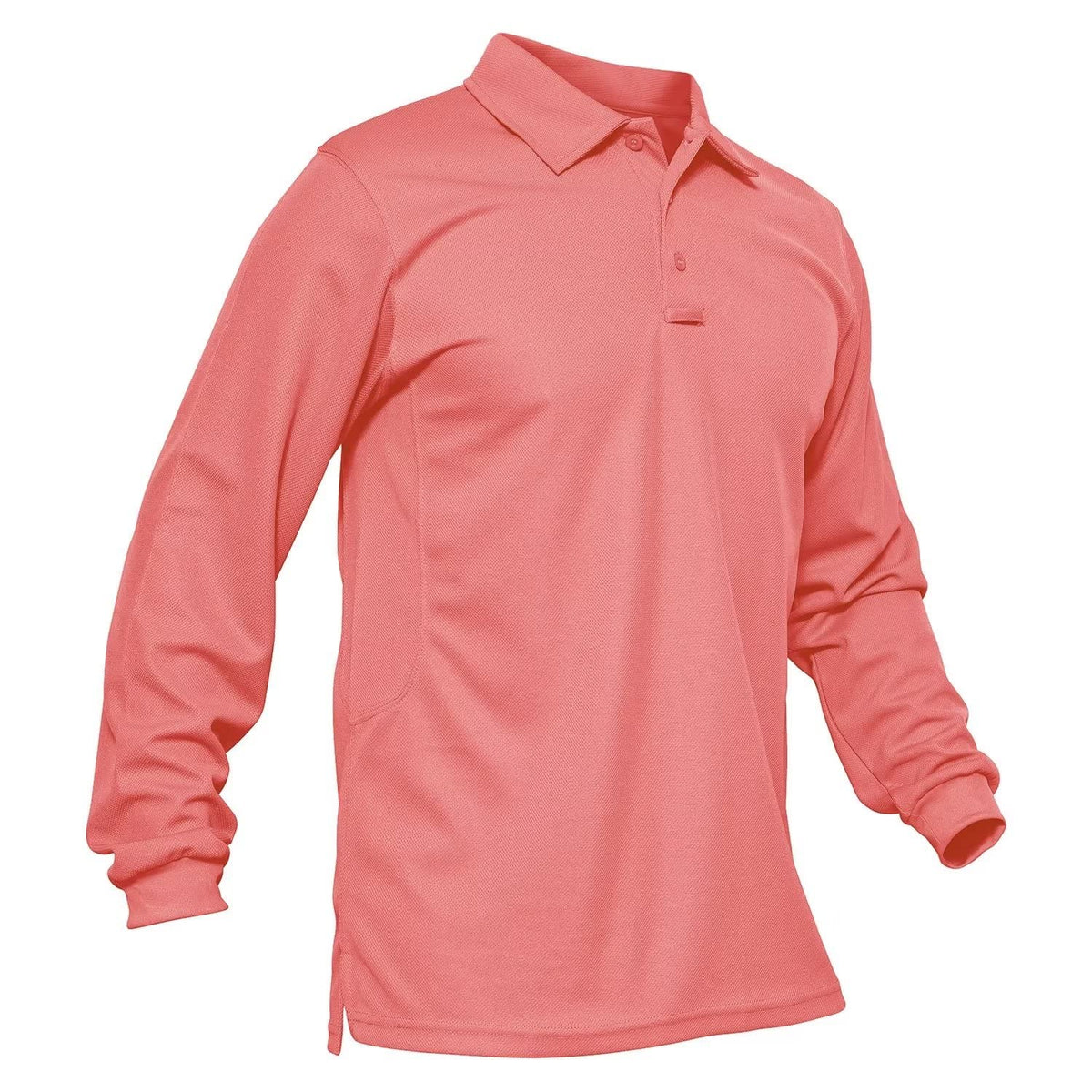 MAGCOMSEN Men's Polo Shirts 3 Button Quick Dry Performance Long Sleeve Tactical Shirts Pique Jersey Golf Shirt