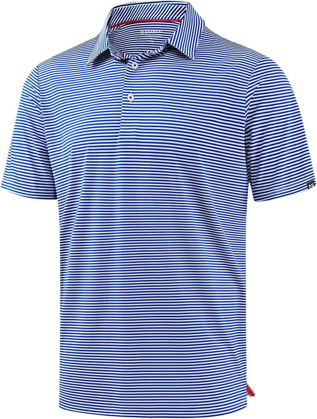 Mens Golf Shirt Dry Fit Performance Short Sleeve Striped Polo Shirts