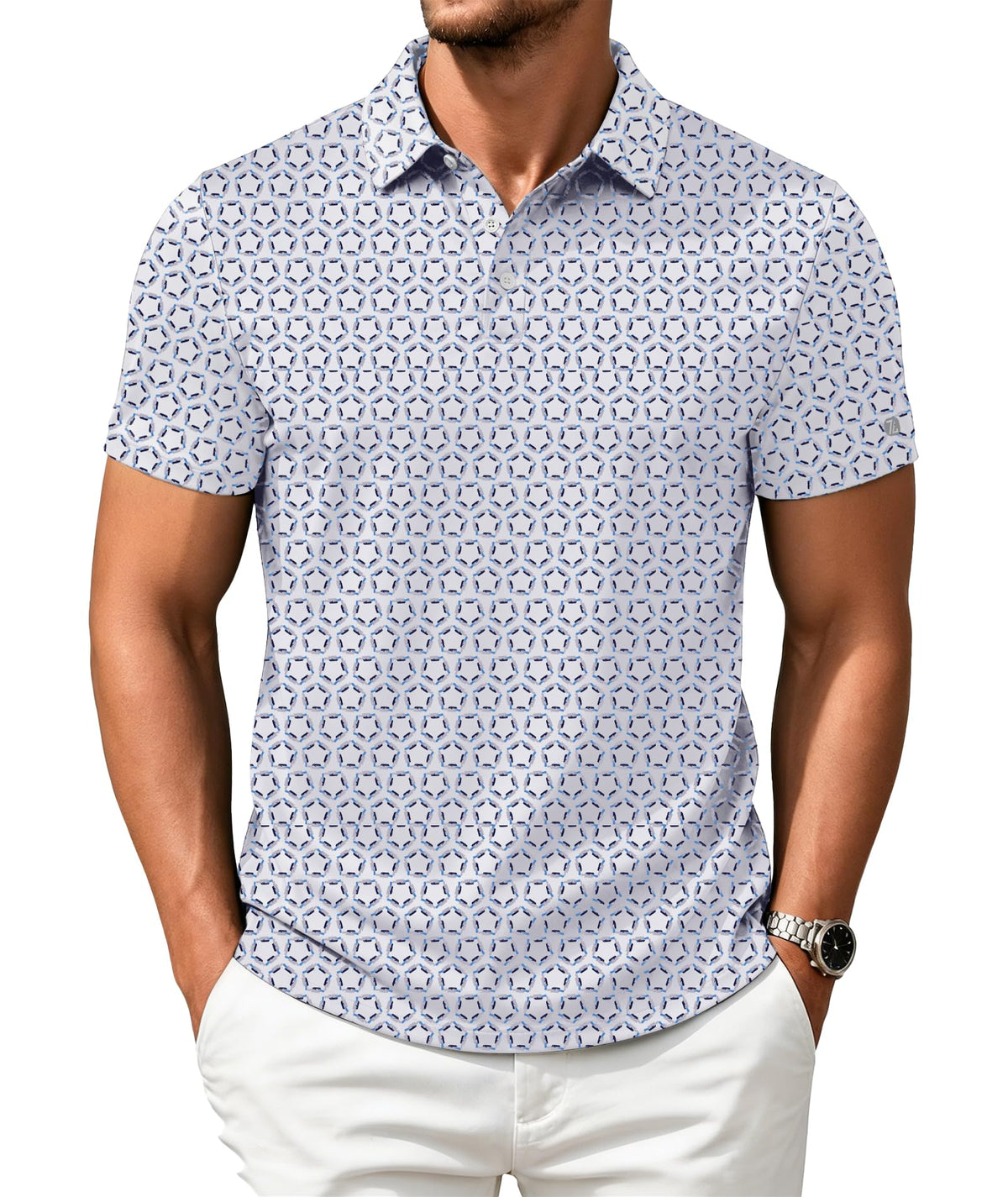 ZITY Mens Golf Shirts Short Sleeve Print Moisture Wicking Polo Shirt