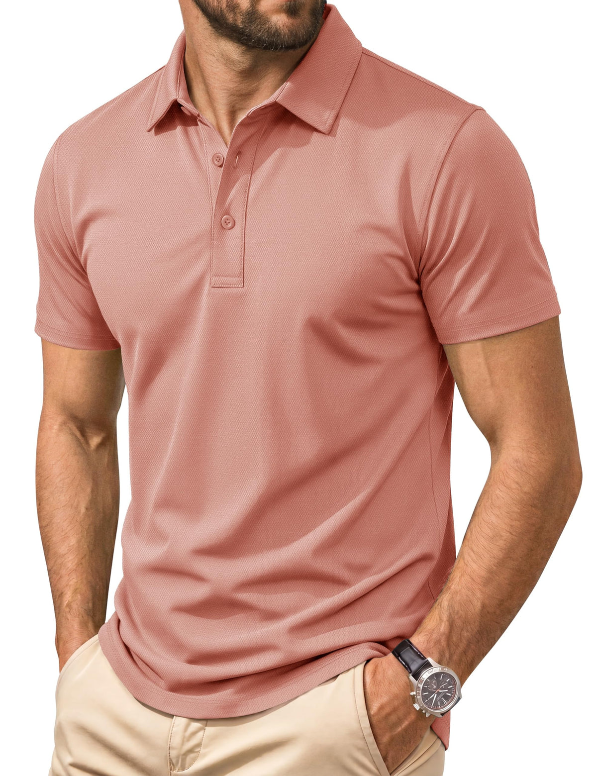 Cotrasen Men's Polo Shirts Short Sleeve Cotton Pique Classic Golf Shirts
