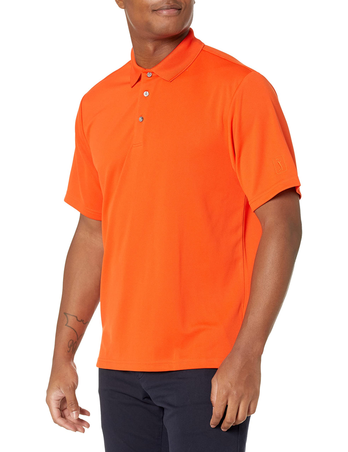 PGA Tour Men's Airflux Solid Mesh Short Sleeve Classic Golf Polo Shirt