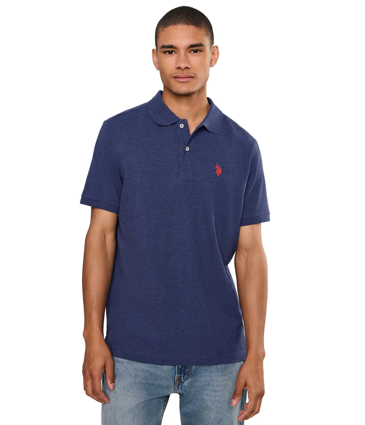 U.S. Polo Assn. Men's Classic Polo Shirt, Two-Button Closure Pique Polo Shirt, Summer Fashion Golf Shirt