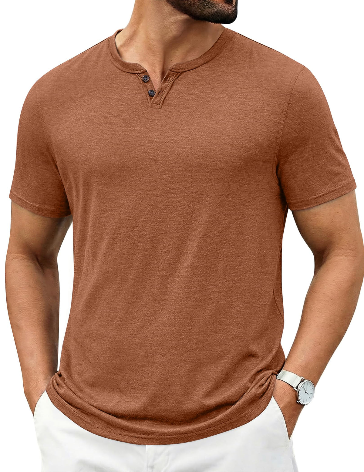 COOFANDY Men's T Shirts Short Sleeve Casual V Neck T-Shirt Soft Notch Neck Tee Classic Plain Shirts