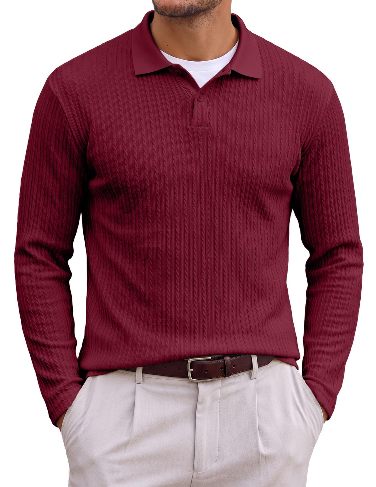 JMIERR Men's Textured Polo Shirt Short Sleeve